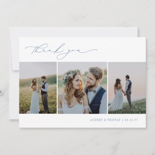 CAPE COD Minimalist 3 Photo Wedding Thank You Card