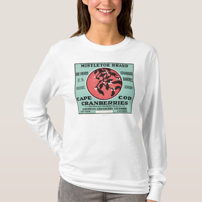 Cape Cod Mistletoe Brand Cranberry Label T-Shirt (Front)