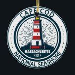 Cape Cod National Seashore Massachusetts Badge Ceramic Ornament<br><div class="desc">Cape Cod National Seashore illustration in a badge style circle.</div>