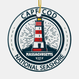 Cape Cod National Seashore Massachusetts Badge Ceramic Ornament