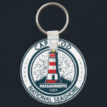 Cape Cod National Seashore Massachusetts Badge Keychain<br><div class="desc">Cape Cod National Seashore illustration in a badge style circle.</div>