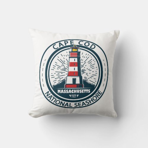 Cape Cod National Seashore Massachusetts Badge Throw Pillow