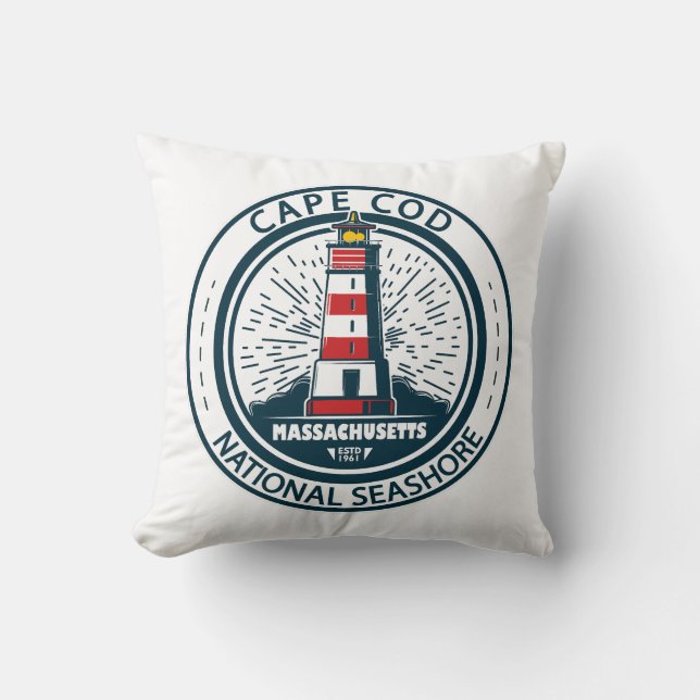 Cape Cod National Seashore Massachusetts Badge Throw Pillow (Front)