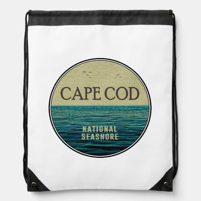 Cape Cod National Seashore Ocean Birds Drawstring Bag (Front)