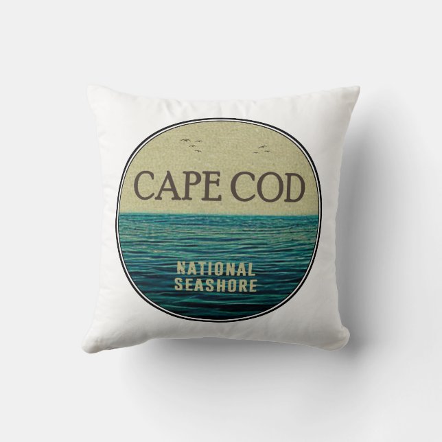 Cape Cod National Seashore Ocean Birds Throw Pillow (Back)