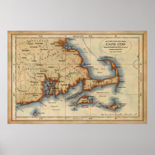 Cape Cod Nautical Map Poster