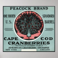 Cape Cod Peacock Brand Cranberry Label
