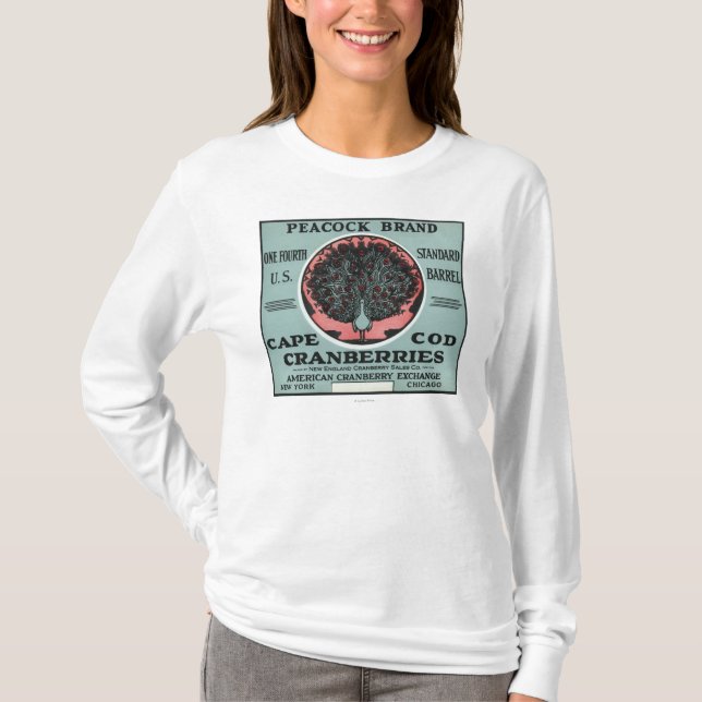 Cape Cod Peacock Brand Cranberry Label T-Shirt (Front)