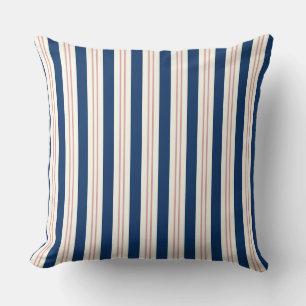 Cape Cod pillow, blue gold pillow, coastal striped Throw Pillow