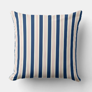 Cape Cod pillow, blue gold pillow, coastal striped Throw Pillow