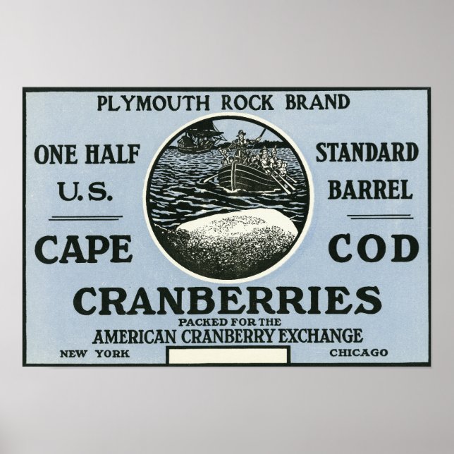 Cape Cod Plymouth Rock Brand Cranberry Label Poster (Front)