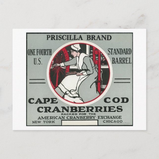 Cape Cod Priscilla Brand Cranberry Label Postcard (Front)