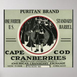Cape Cod Puritan Brand Cranberry Label Poster