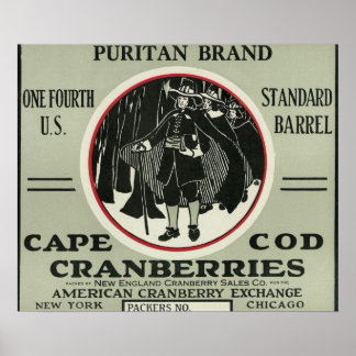Cape Cod Puritan Brand Cranberry Label Poster