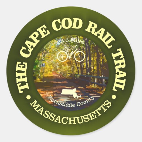 Cape Cod Rail Trail cycling c Classic Round Sticker