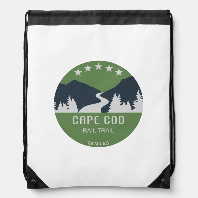 Cape Cod Rail Trail Drawstring Bag (Front)
