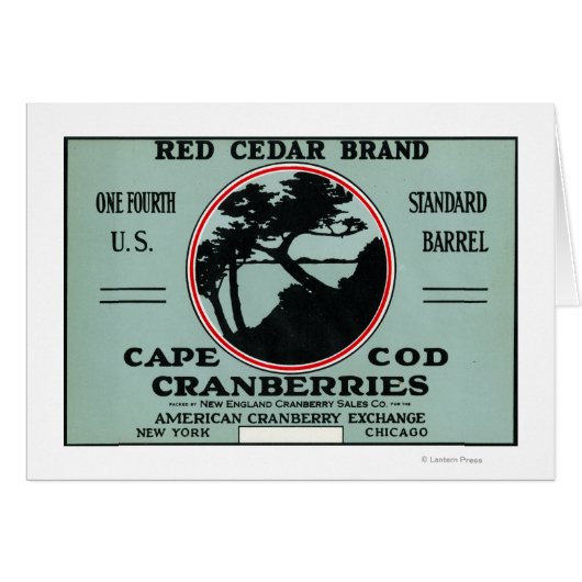 Cape Cod Red Cedar Brand Cranberry Label Cards (Front Horizontal)