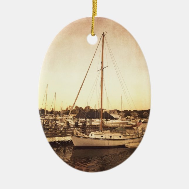 Cape Cod Sailboat Christmas Ornament (Front)