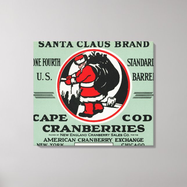 Cape Cod Santa Claus Brand Cranberry Label Canvas Print (Front)