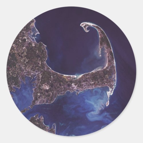 Cape Cod Satellite Photograph Classic Round Sticker