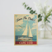 Cape Cod Save The Date Sailboat Nautical Announcement Postcard (Standing Front)