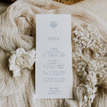 CAPE COD Seashell Wedding Menu<br><div class="desc">CAPE COD Modern Minimalist,  coastal blue,  wedding menu. Features,  light coastal blue typography and scallop seashell illustration detail. Fonts and colors can be customized by using the design tool feature.</div>