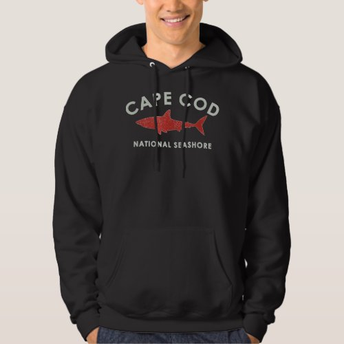 Cape Cod Shark Graphic National Seashore Retro Sty Hoodie