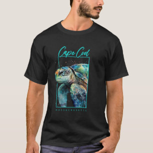 Cape Cod Souvenir Massachusetts Sea Turtle Portrai T-Shirt