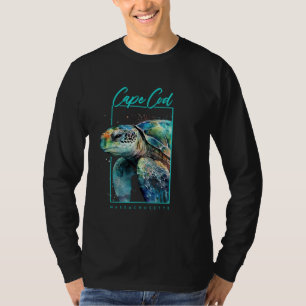 Cape Cod Souvenir Massachusetts Sea Turtle Portrai T-Shirt