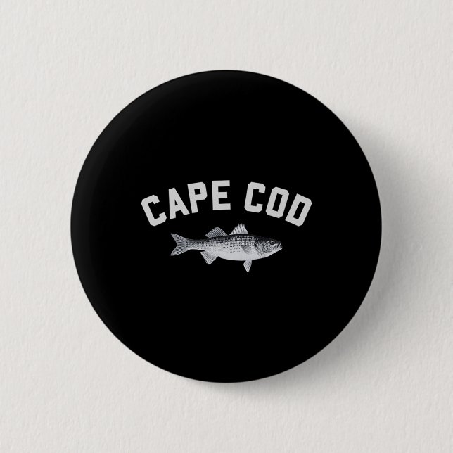 Cape Cod Striper Striped Byss Fun Fishing Design  Button (Front)