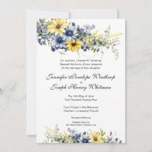 Cape Cod Summer Blue Yellow Garden Wedding Invitation