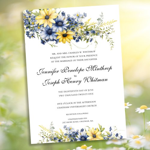 Cape Cod Summer Floral Wedding Invitation