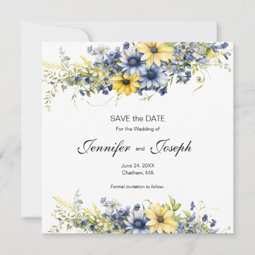 Cape Cod Summer Floral Wedding Save the Date Card