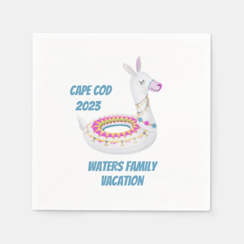 Cape Cod Summer Vacation Llama Pool Float Napkins