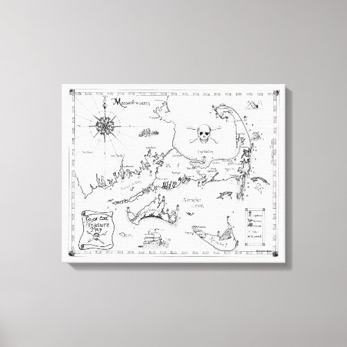 Cape Cod Treasure Map Canvas Print