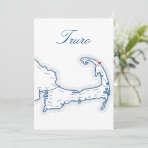 Cape Cod Truro Map Wedding Table Name Card