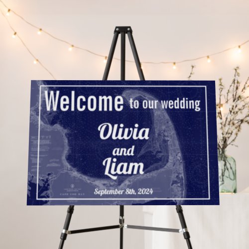 Cape Cod Vintage Map Wedding Welcome Sign