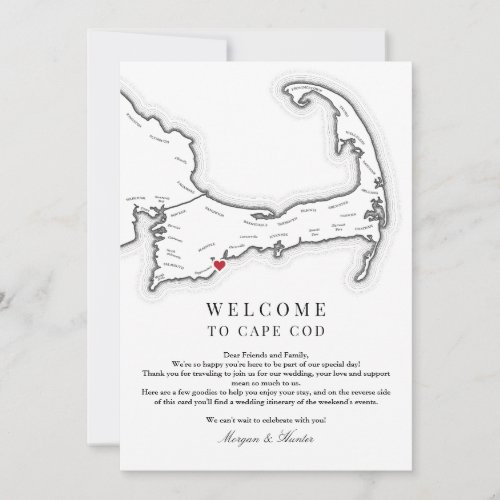 Cape Cod Wedding Welcome Letter and Itinerary Thank You Card