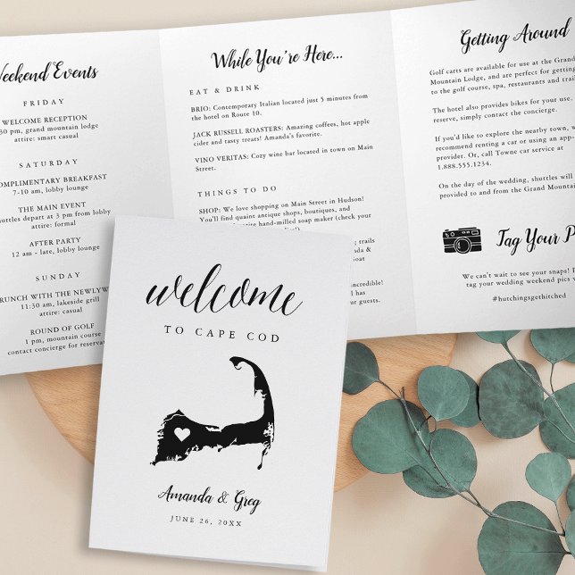 Cape Cod Wedding Welcome Letter & Itinerary Tri-Fold Program (Creator Uploaded)