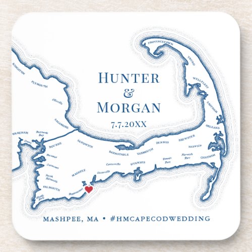 Cape Cod Wedding Welcome Party Cocktail Hour Beverage Coaster