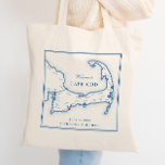 Cape Cod Wedding Welcome Tote Bag<br><div class="desc">These custom Cape Cod map tote bags are the perfect wedding favor to welcome your out of town guests. Fill them with "Welcome to Cape Cod" welcome bag goodies, or customize them as gifts for your wedding party. Move the heart by clicking "Edit Using design tool" under "Personalize". Perfect for...</div>