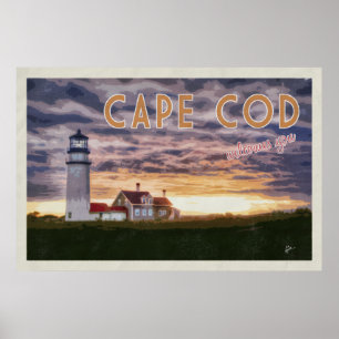 Cape Cod Welcomes You Vintage Travel Poster