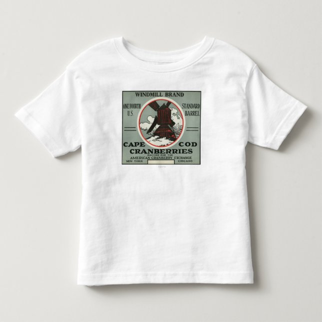 Cape Cod Windmill Brand Cranberry Label Toddler T-shirt (Front)