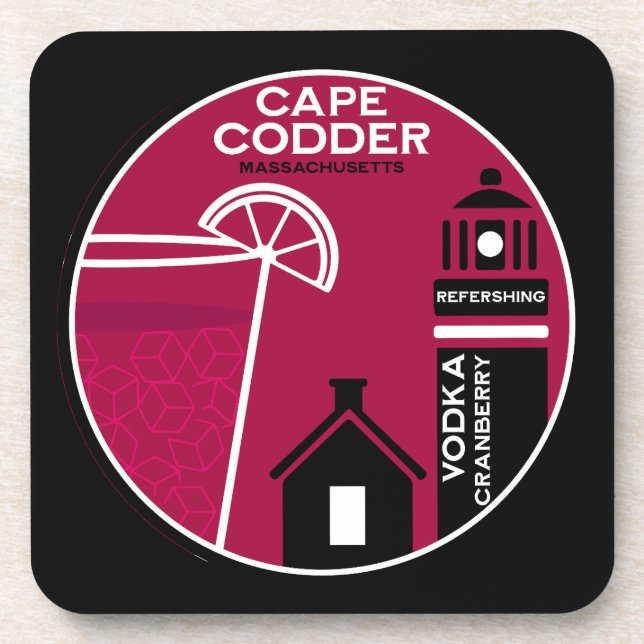 Cape Codder Cocktail Beverage Coaster (Front)
