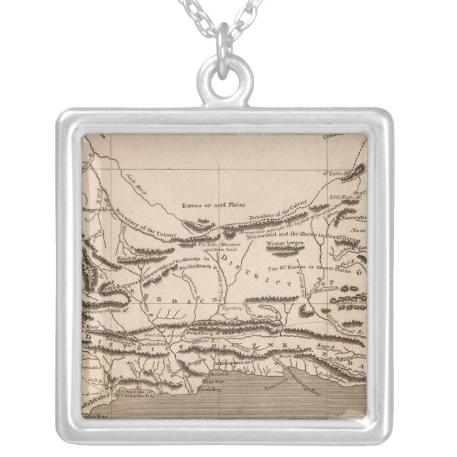 Cape Colony Map by Arrowsmith Silver Plated Necklace (Front)