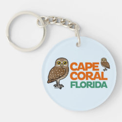 Cape Coral Burrowing Owls Circle Keychain (double-sided)