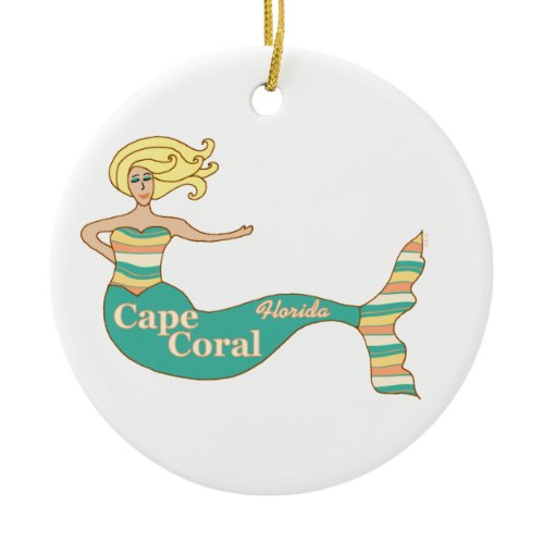 Cape Coral, FL Mermaid Ceramic Ornament