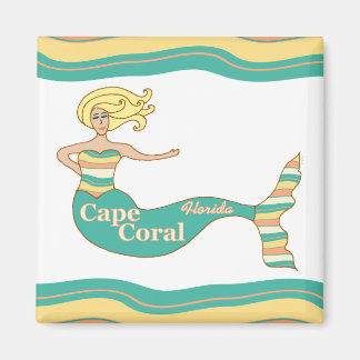 Cape Coral, FL Mermaid Square Magnet