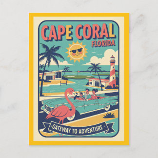 Cape Coral FL Retro 1950s Travel Postcard