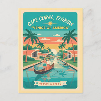 Cape Coral FL – The Venice of America Retro 1950s Postcard